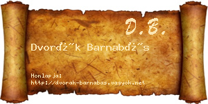 Dvorák Barnabás névjegykártya